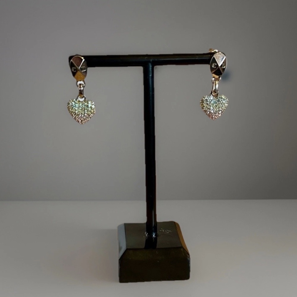 Dior Multicolor Crystal Heart Dangle/Drop Pierced Earrings - Picture 4 of 9